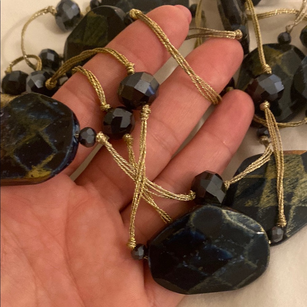 MaxMara Black and Gold Statement Necklace